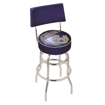Holland Bar Stool Co 25" Chrome 2-Ring Utah State Swivel Bar Stool, Back L7C425UtahSt-D2